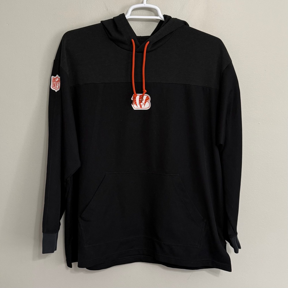 Nike Mens XL Cincinnati Bengals NFL Black Waffle Knit Pullover Hoodie - Picture 2 of 10